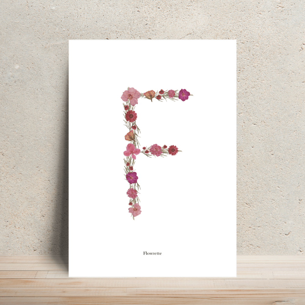 Flowrette affiche A4 herbier lettre R rose
