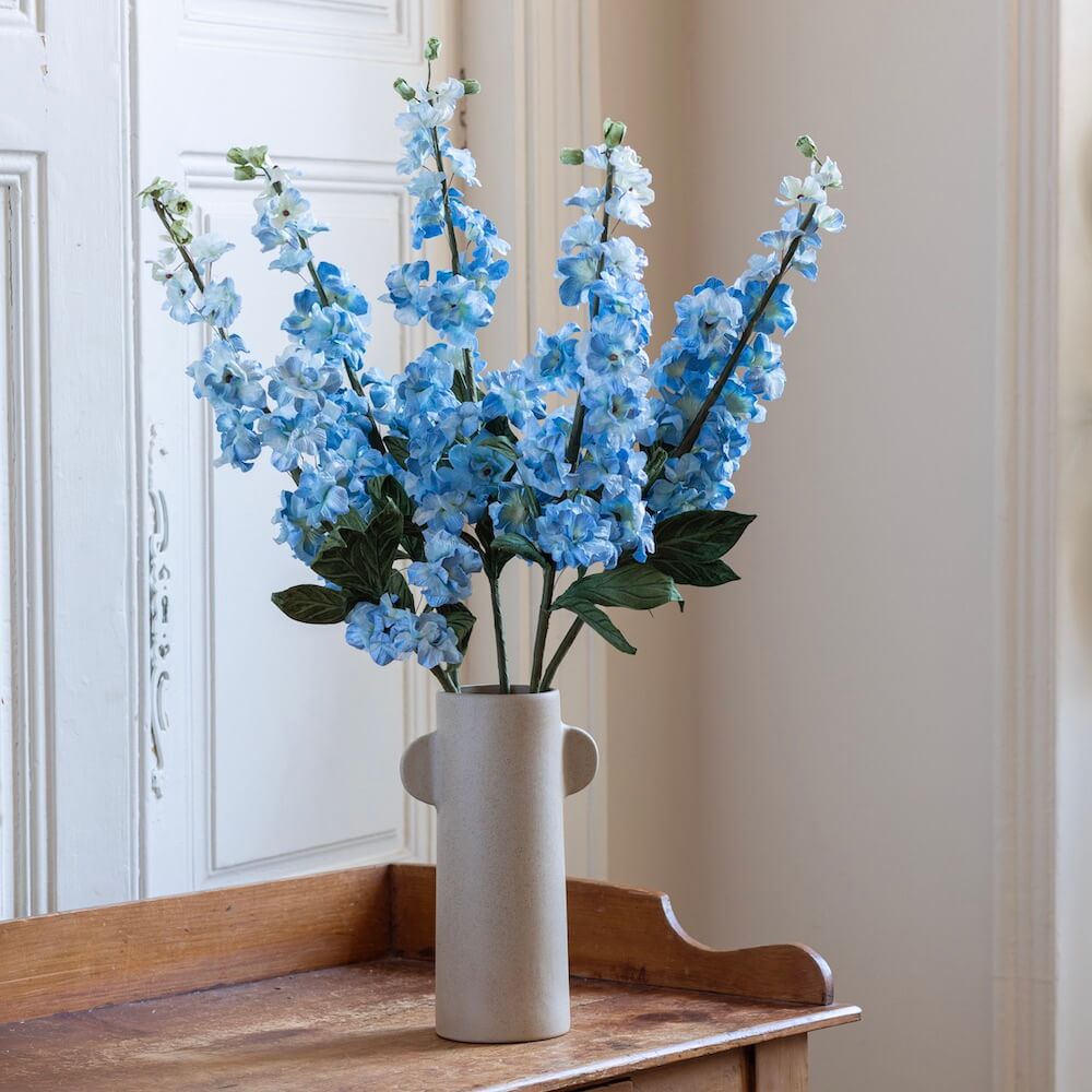 Flowrette Delphinium bouquet fleurs papier bleu 5 tiges