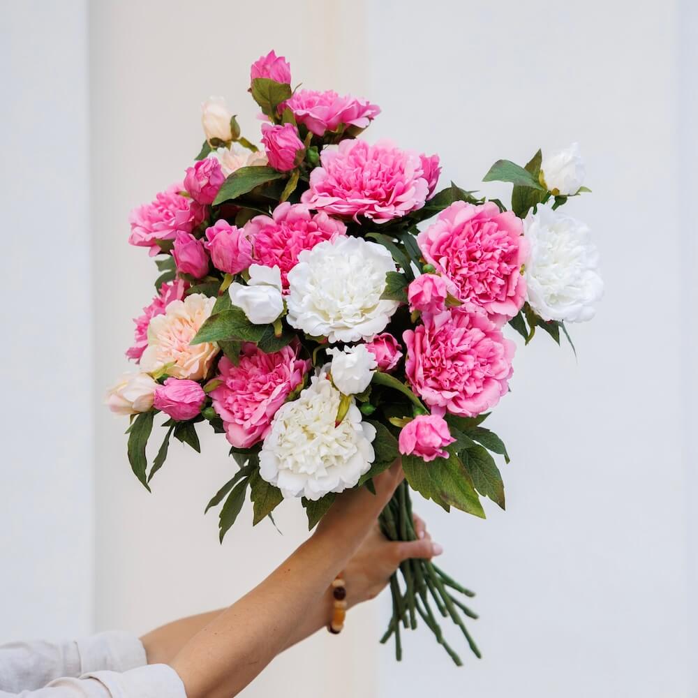 Flowrette Pivoine blanche x1 fleur artificielle Real Touch