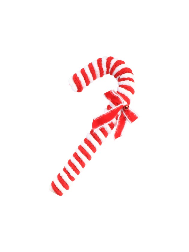 Feuillazur Rungis Candy cane fourrure avec noeud déco Noël 15x3x42cm