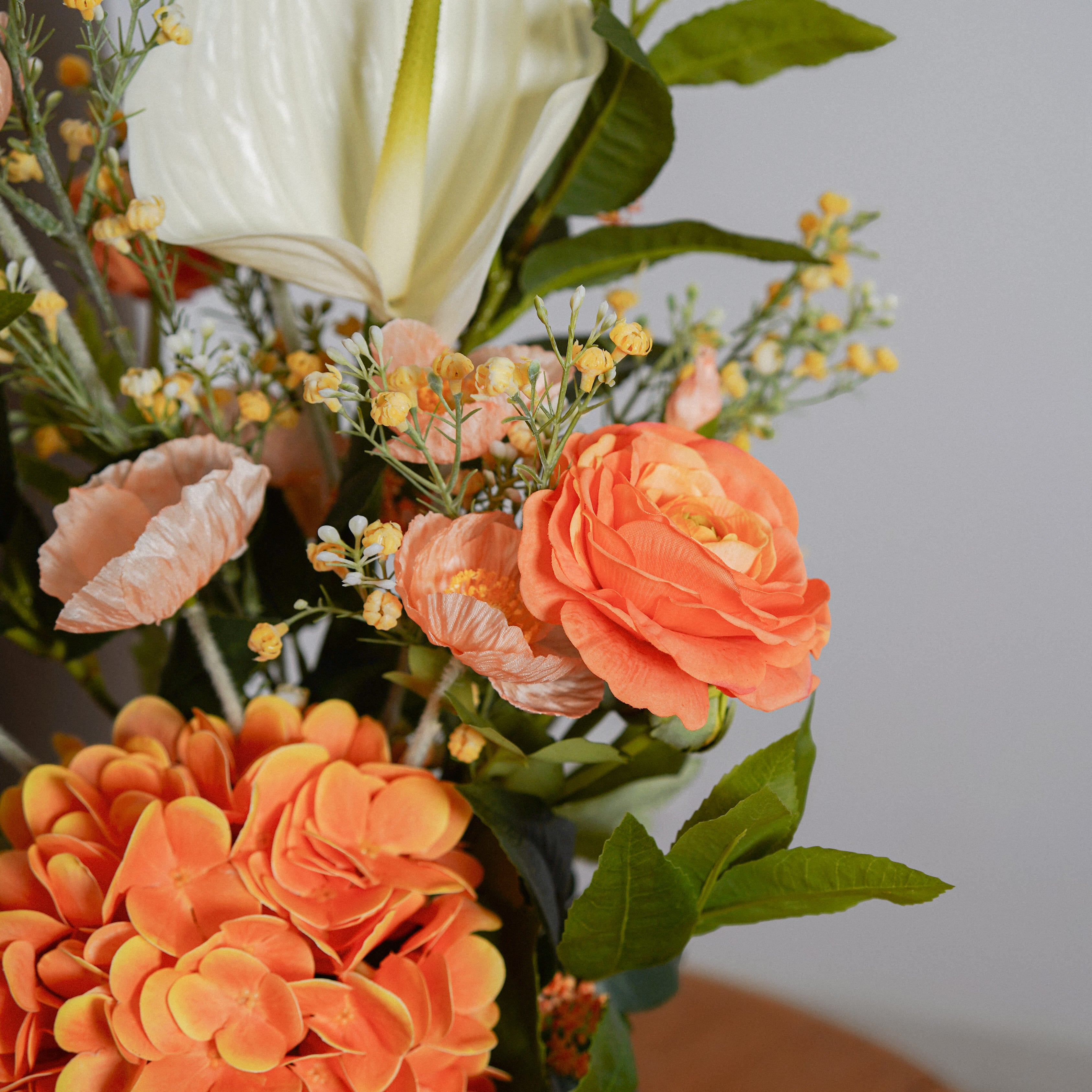 Flowrette Hortense bouquet fleurs artificielles orange Real Touch