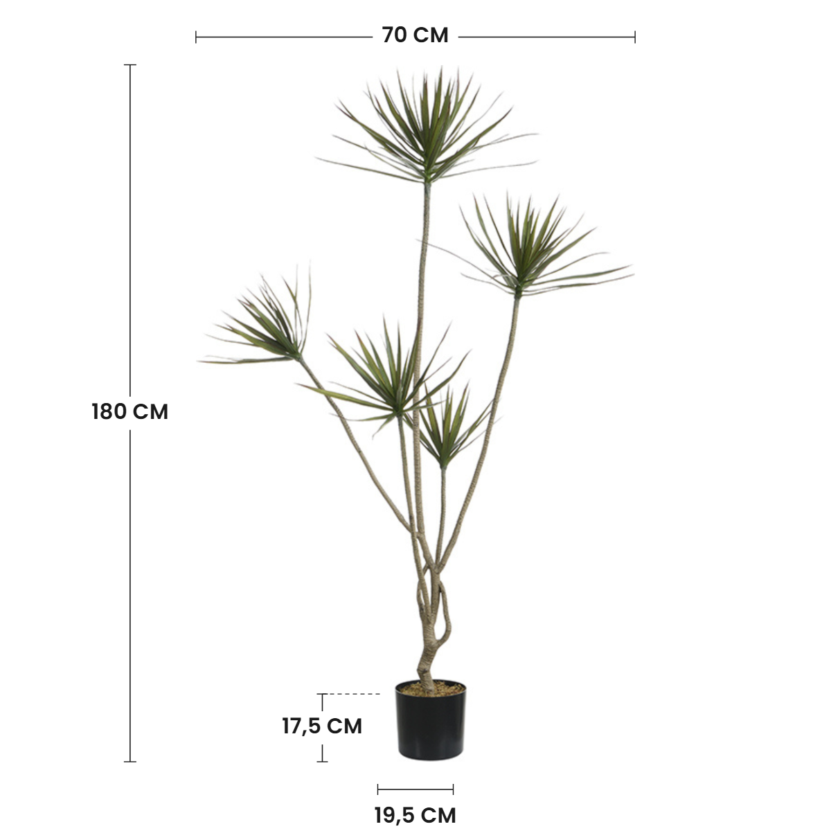 Sia Home Cordyline arbre artificiel vert 180 cm en pot