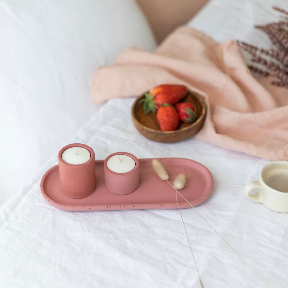 Flowrette vide-poches béton terracotta ovale