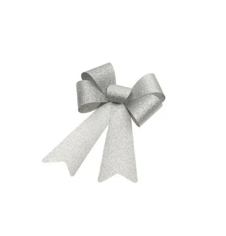 Feuillazur Noeud argent paillettes déco Noël 23x39cm