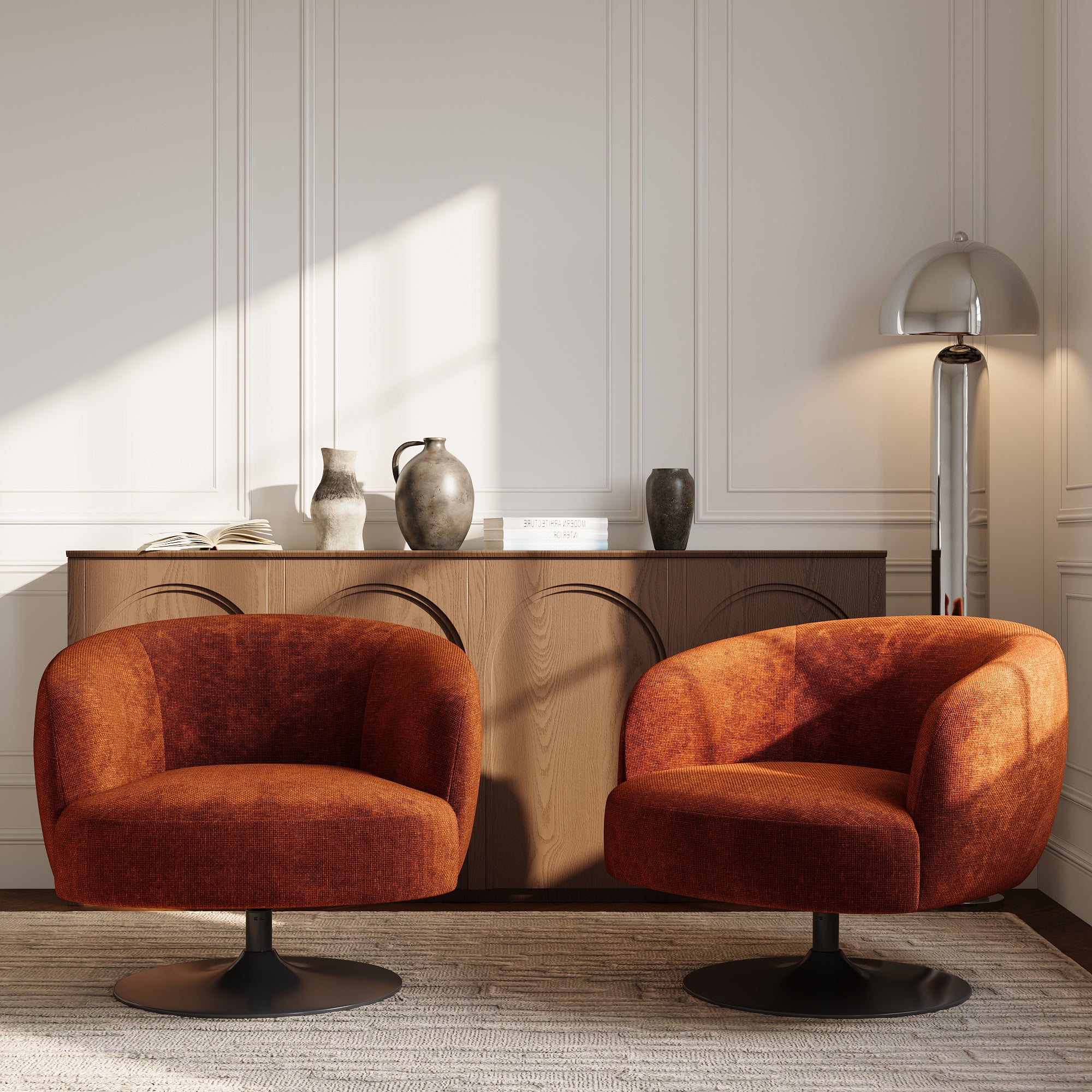 Sia Home Fauteuil Oska pivotant crème assise enveloppante