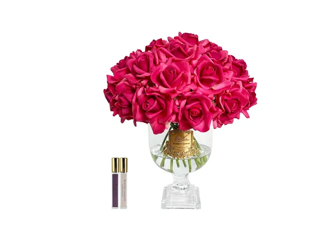 Côte Noire Versailles bouquet 31 roses magenta vase doré