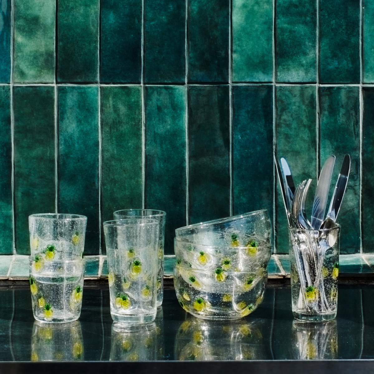 Sia Home Verres et carafes Verre à Eau Oasis verre jaune 16 cm