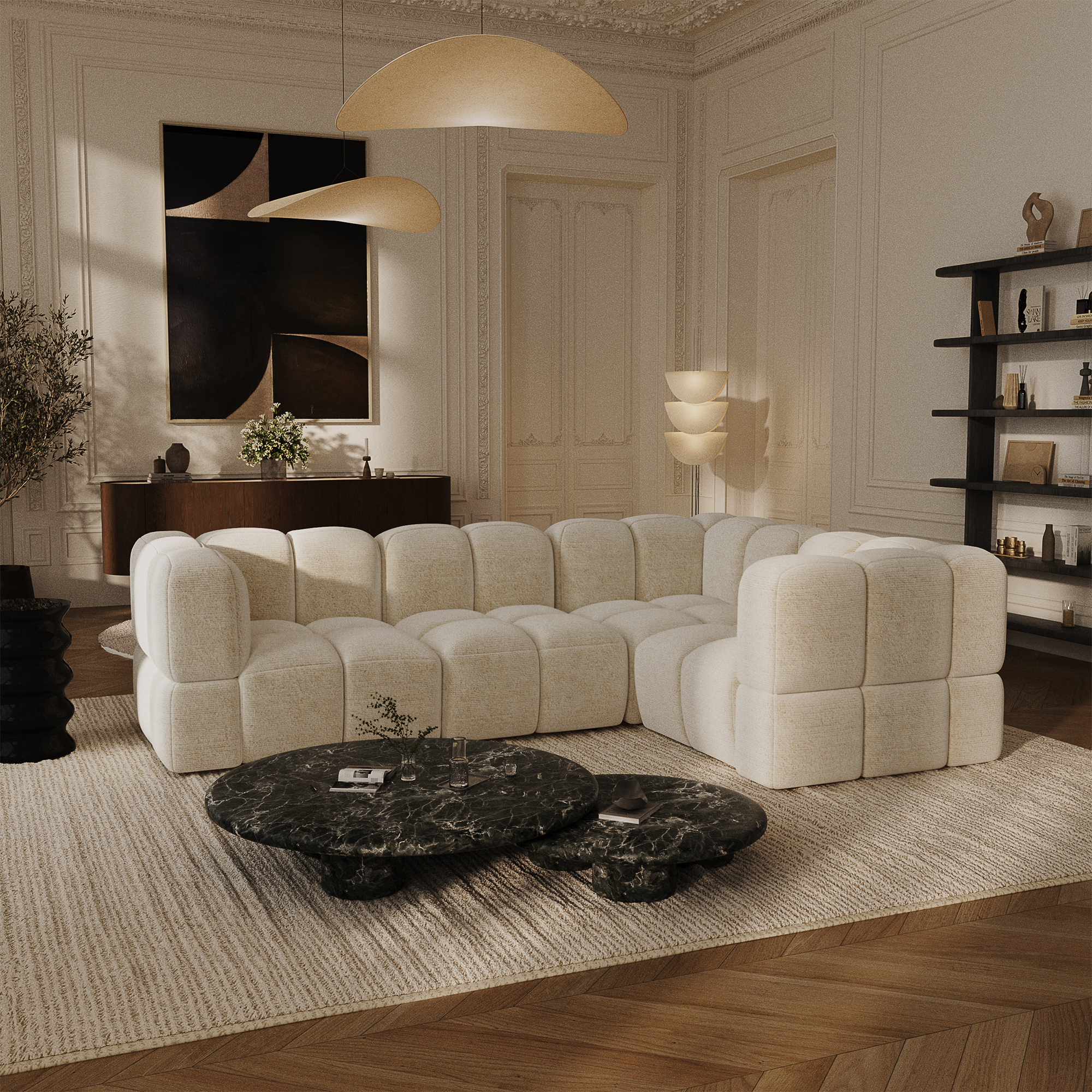 Sia Nubi canapé angle droit modulable 256x178 cm 5 places