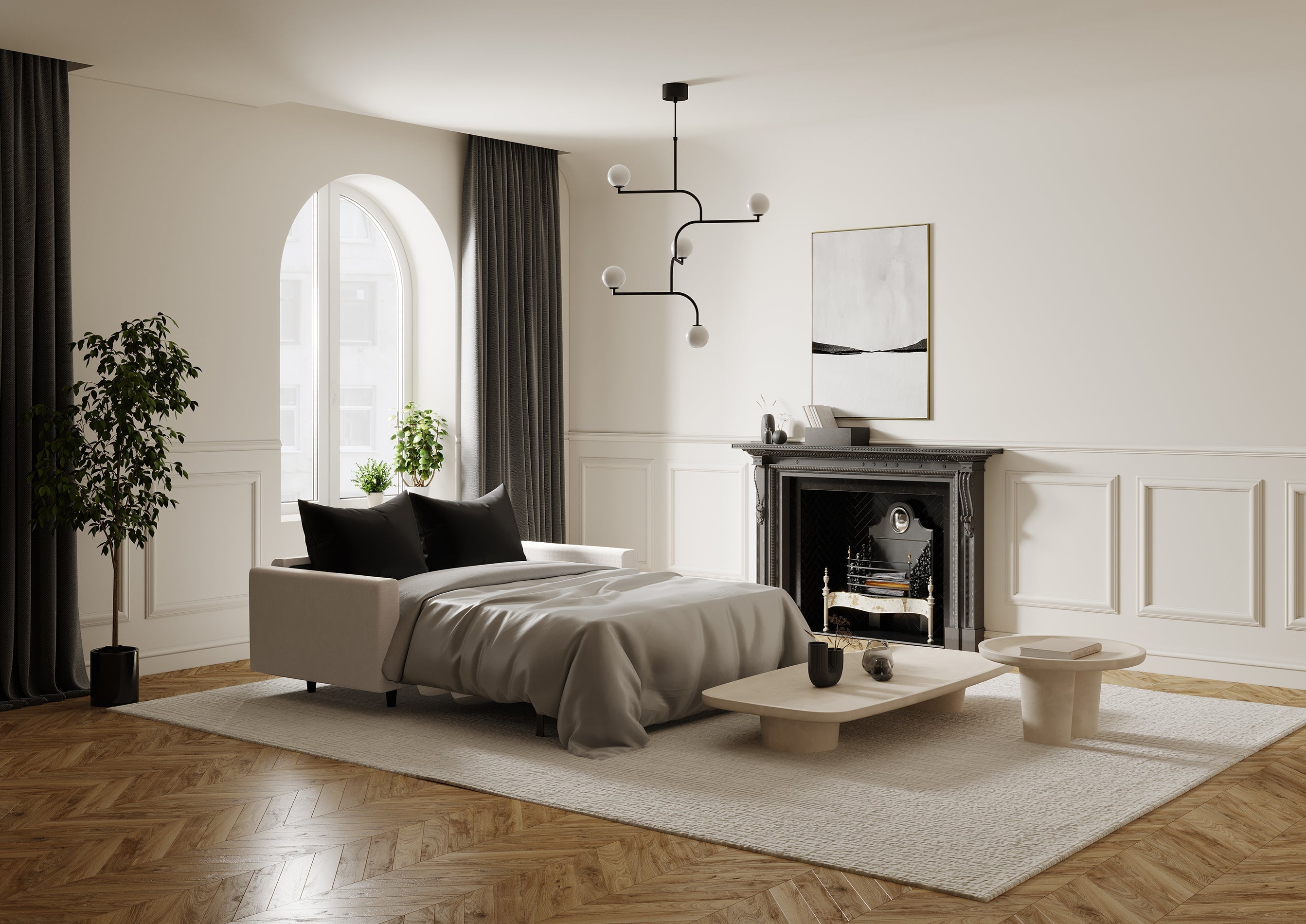 Sia Home Hailie-Jade canapé convertible beige 140 cm