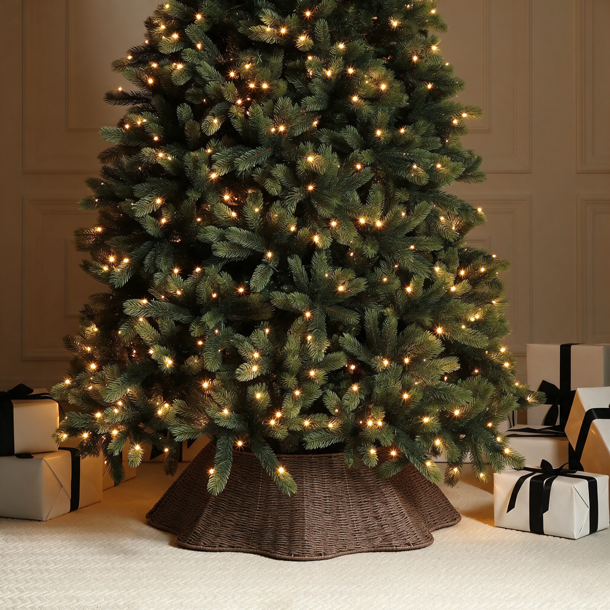 Sia Home cache-pied sapin ondulé 84 cm marron corde