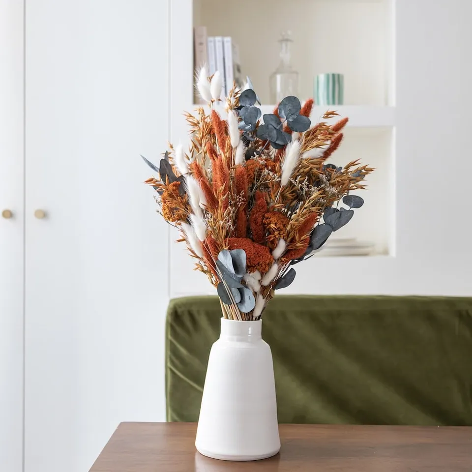 Flowrette Douceur bouquet fleurs séchées orange lagurus