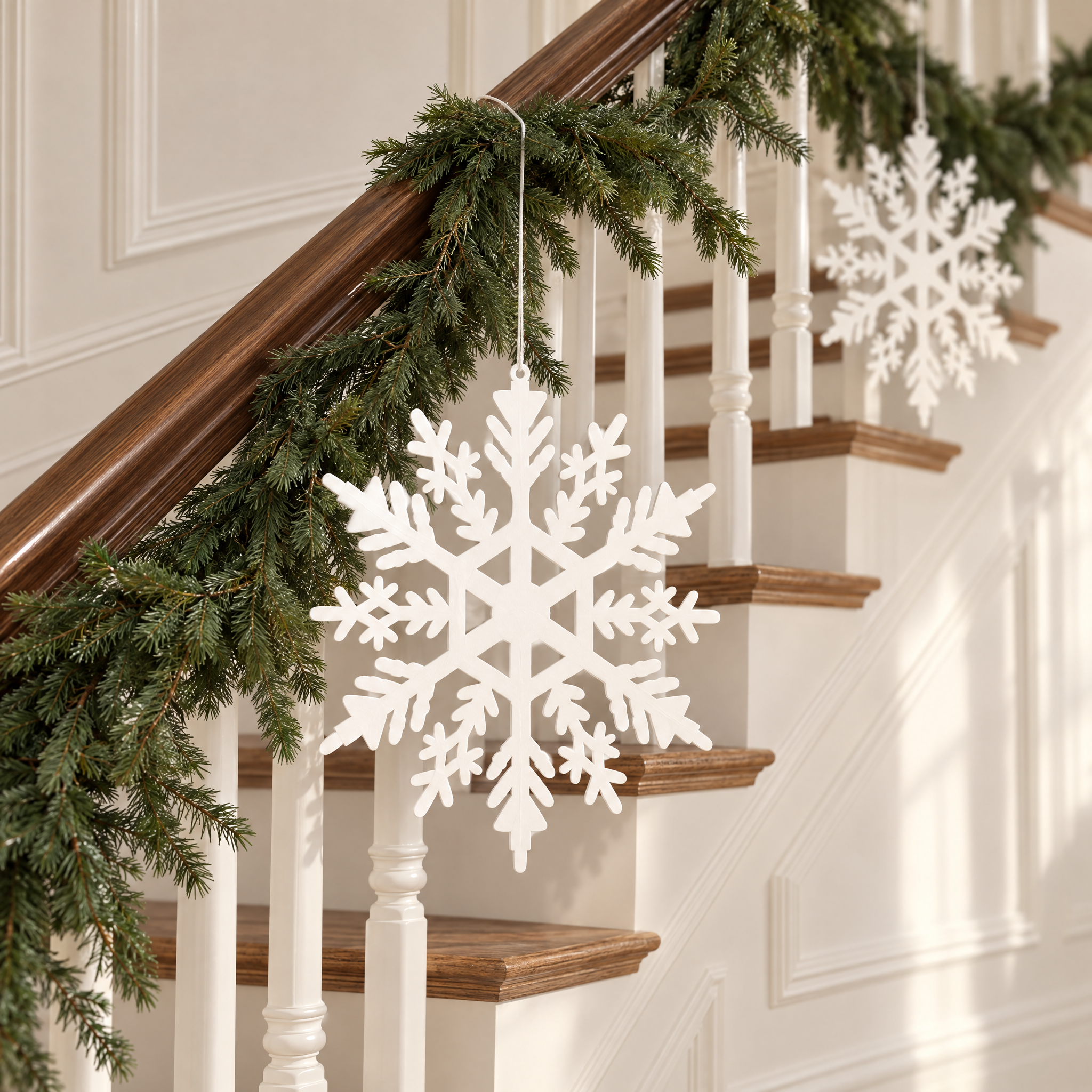 Sia Home Flocon suspension Noël bois blanc 39 cm
