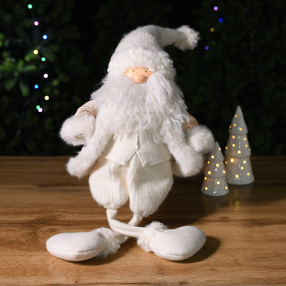 Sia Home Velvet Père Noël à asseoir 78 cm crème