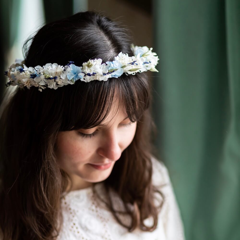 Flowrette Camille couronne fleurs mariage ruban ajustable