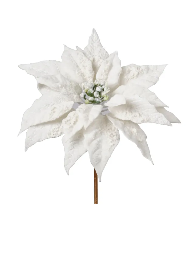 Feuillazur Rungis poinsettia fleur artificielle blanc 67cm