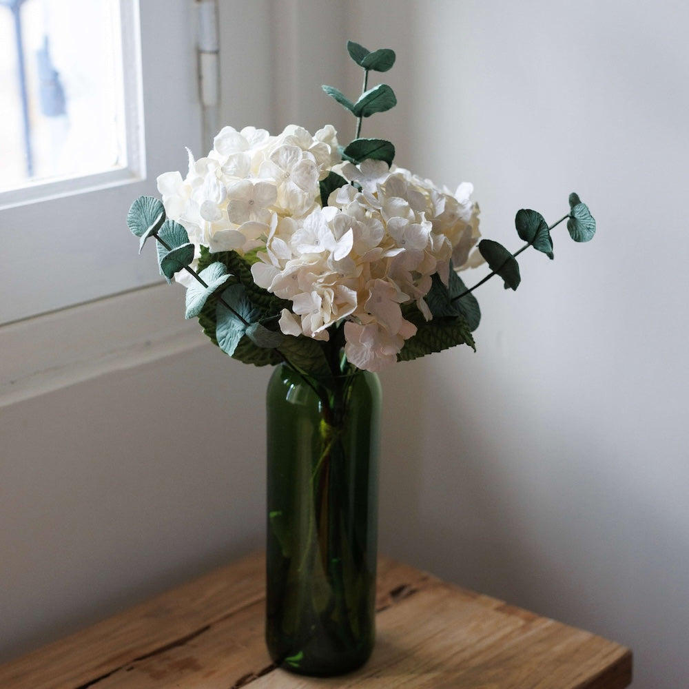 Flowrette Fleurs en papier bouquet hortensia blanc mariée