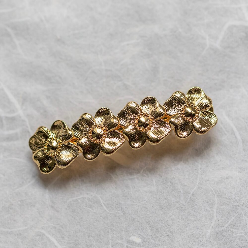 Flowrette Bertille barrette fleurs cerisier doré