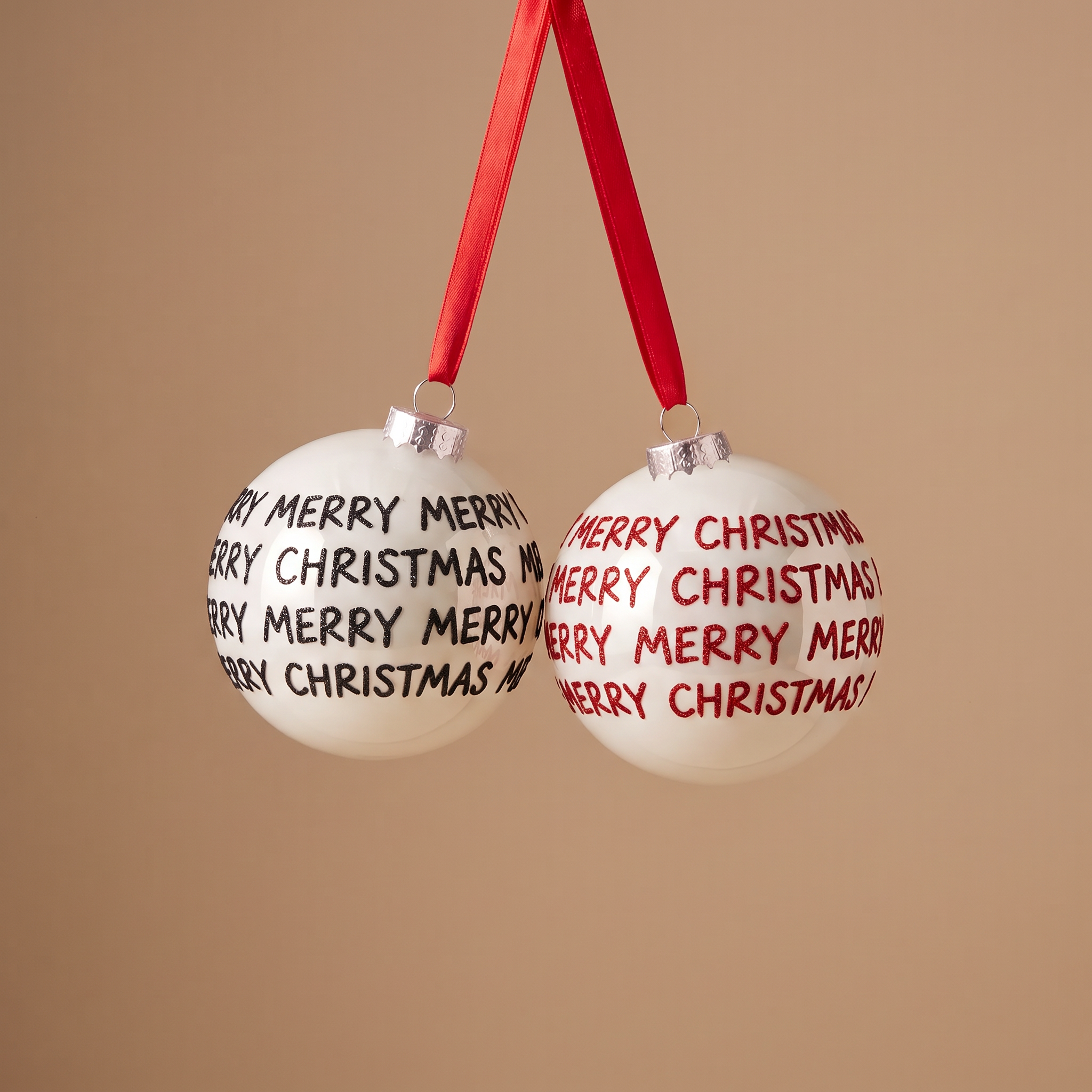 Sia Home Merry Christmas boules de Noël verre blanc 8 cm