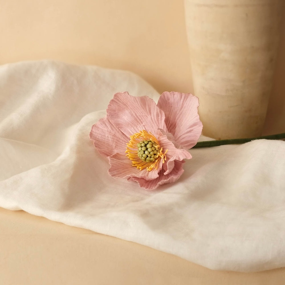 Flowrette Pavot fleur papier rose clair lot 3 tiges durables