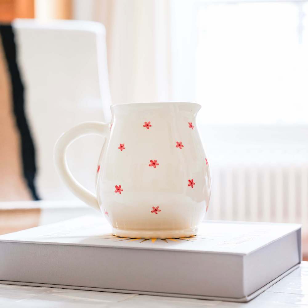 Flowrette Pichet fleuri vase céramique blanc rose