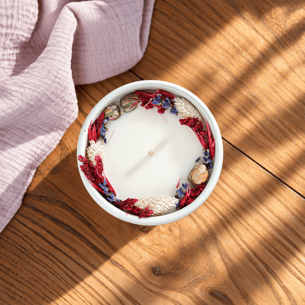 Flowrette Rose Sauvage bougie fleurie cire soja rose