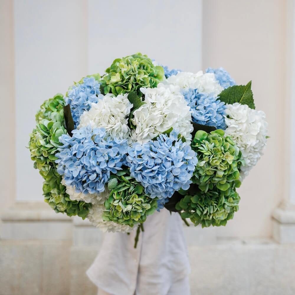 Flowrette hortensia bleu clair fleur artificielle x1