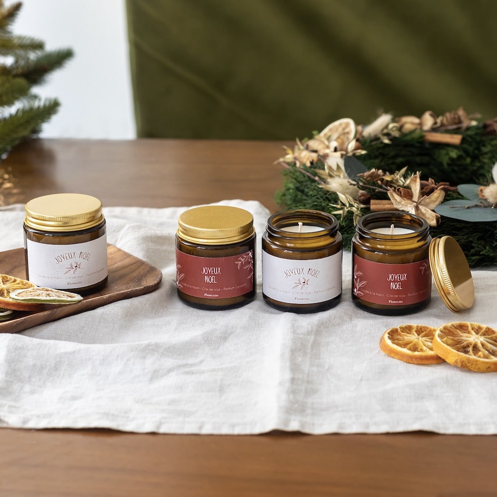 Flowrette Set 4 bougies Noël parfumées cannelle marque-place