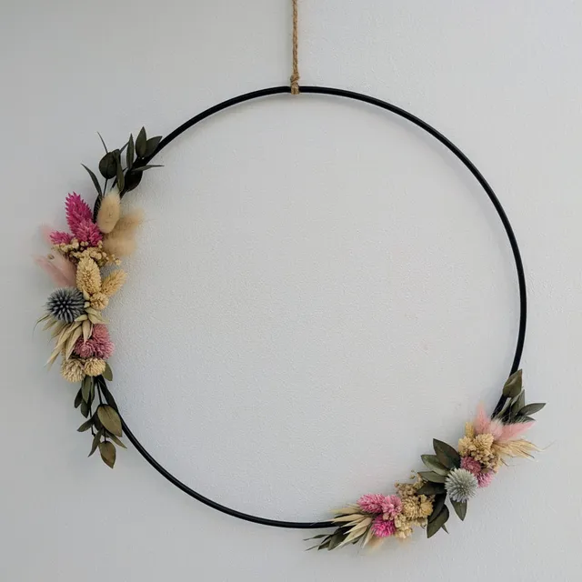 Nymaya Pont des amours couronne fleurs séchées rose beige