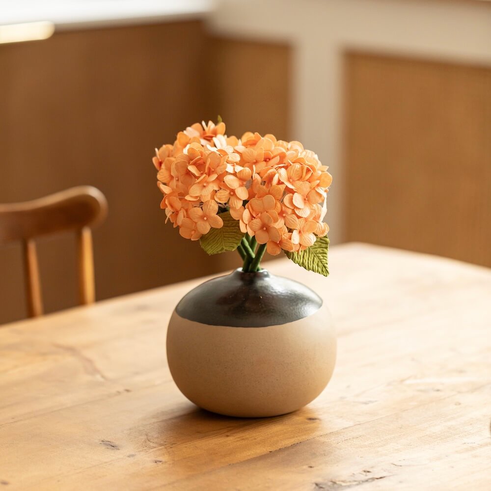 Flowrette petit hortensia fleur en papier orange x1 durable