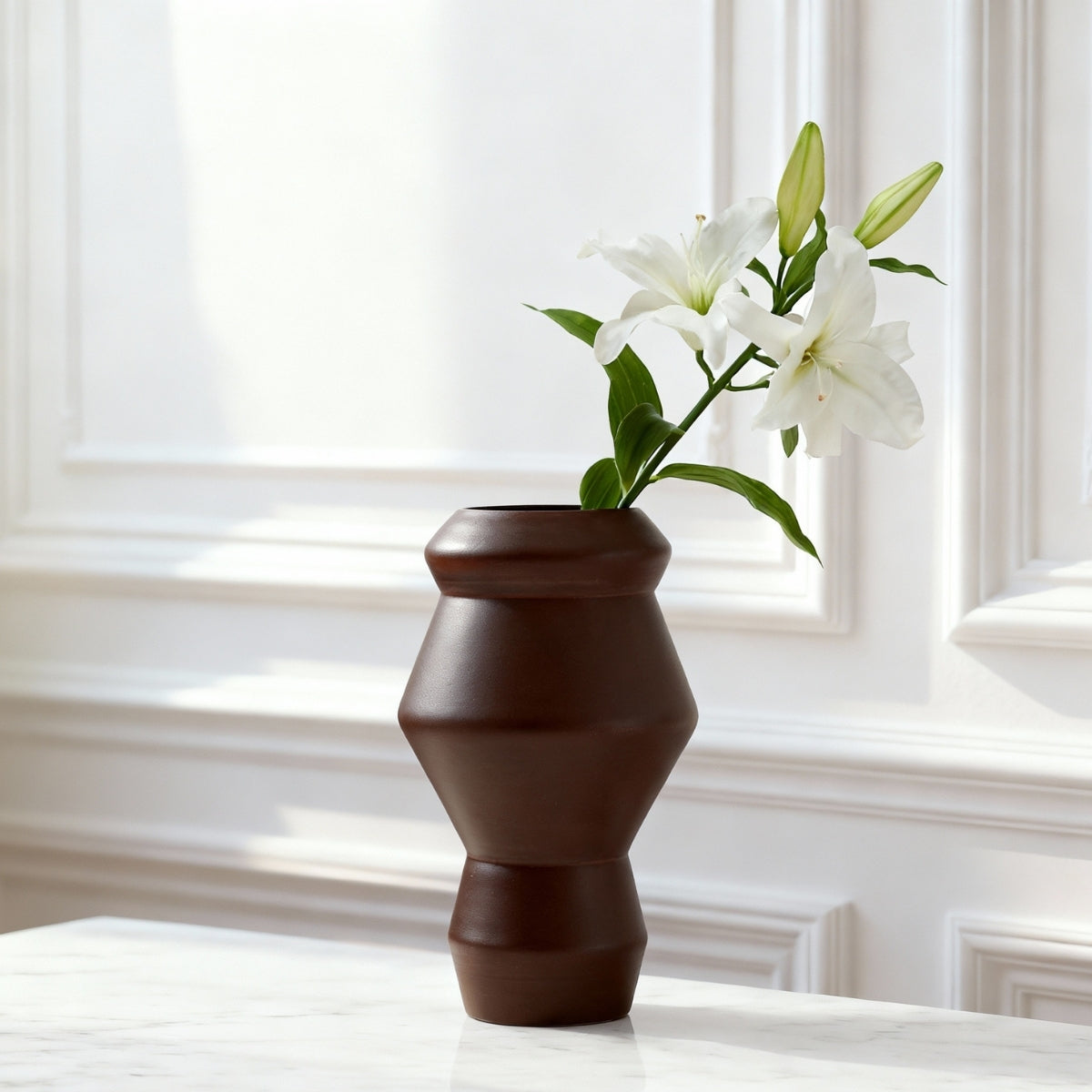 Sia Totem vase marron 30 cm verre objet déco