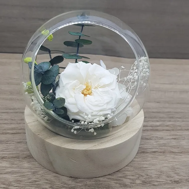 Ateliers Ouchamp Bulles Place Rodin bulle fleurs stabilisées blanc