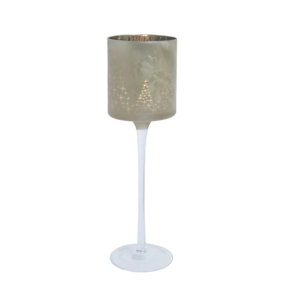 Sia Home Starry photophore à pied verre gris 30 cm