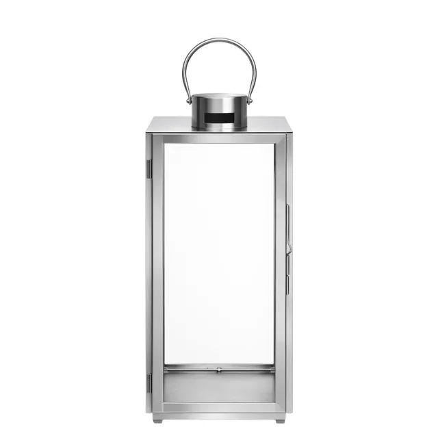 Sia Home Zaka lanterne argenté acier verre 50cm sol