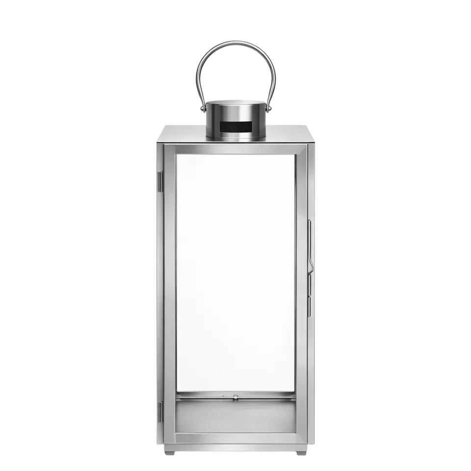 Sia Home Zaka lanterne argenté acier verre 50cm sol