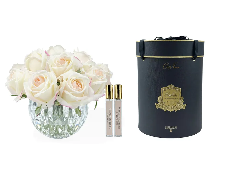 Côte Noire Grand RRB02 bouquet rond boutons roses blush cristal