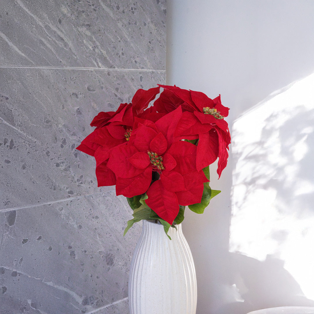 Flowrette Tige de Poinsettia fleur artificielle rouge x1 Noël
