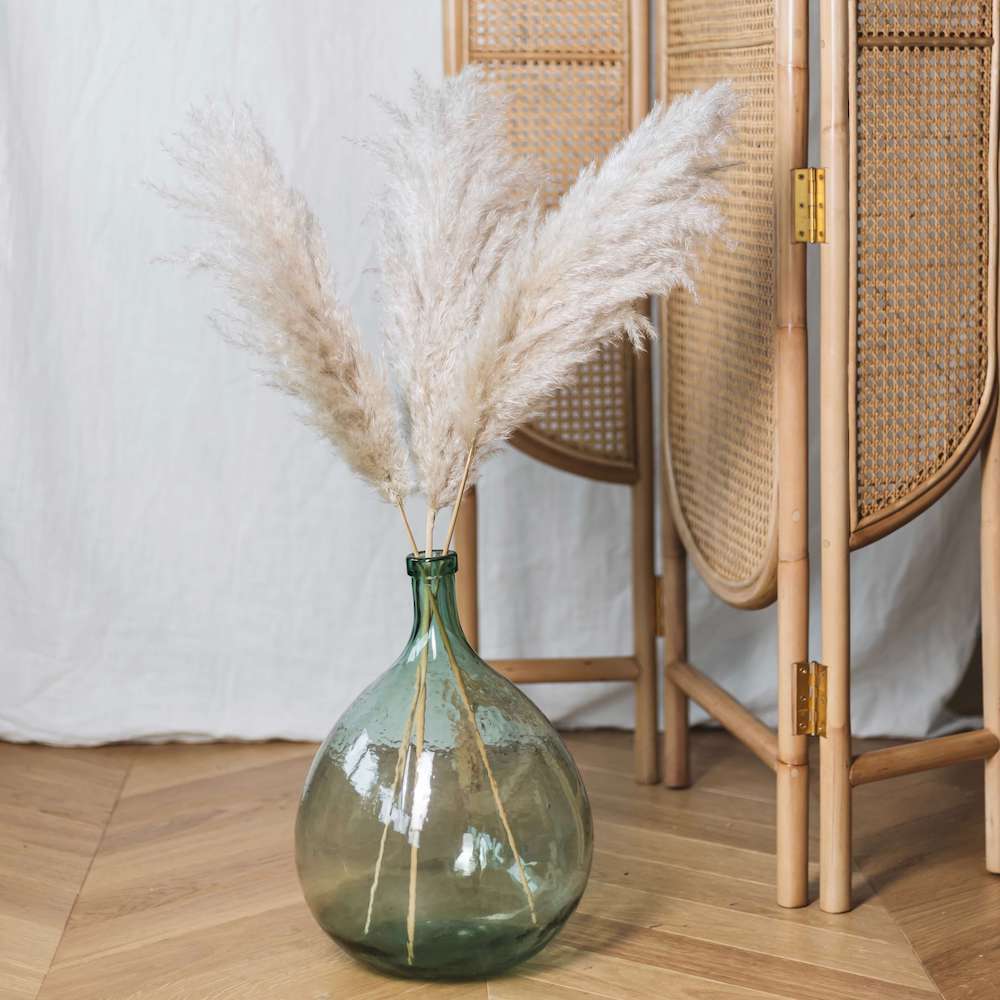 Flowrette Herbe de la pampa séchée x3 blanche 65-80 cm salon