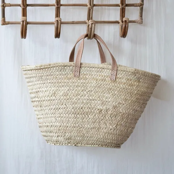 Flowrette Décoration Témara panier osier anses cuir