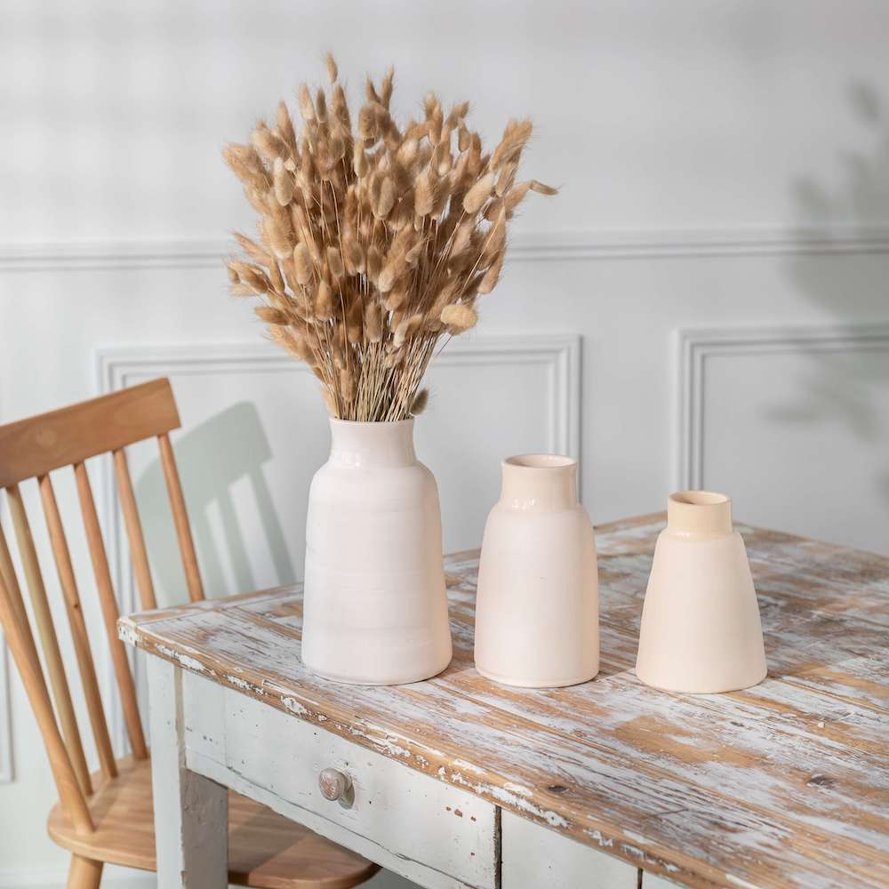Flowrette Braga Vase artisanal taille M blanc brut