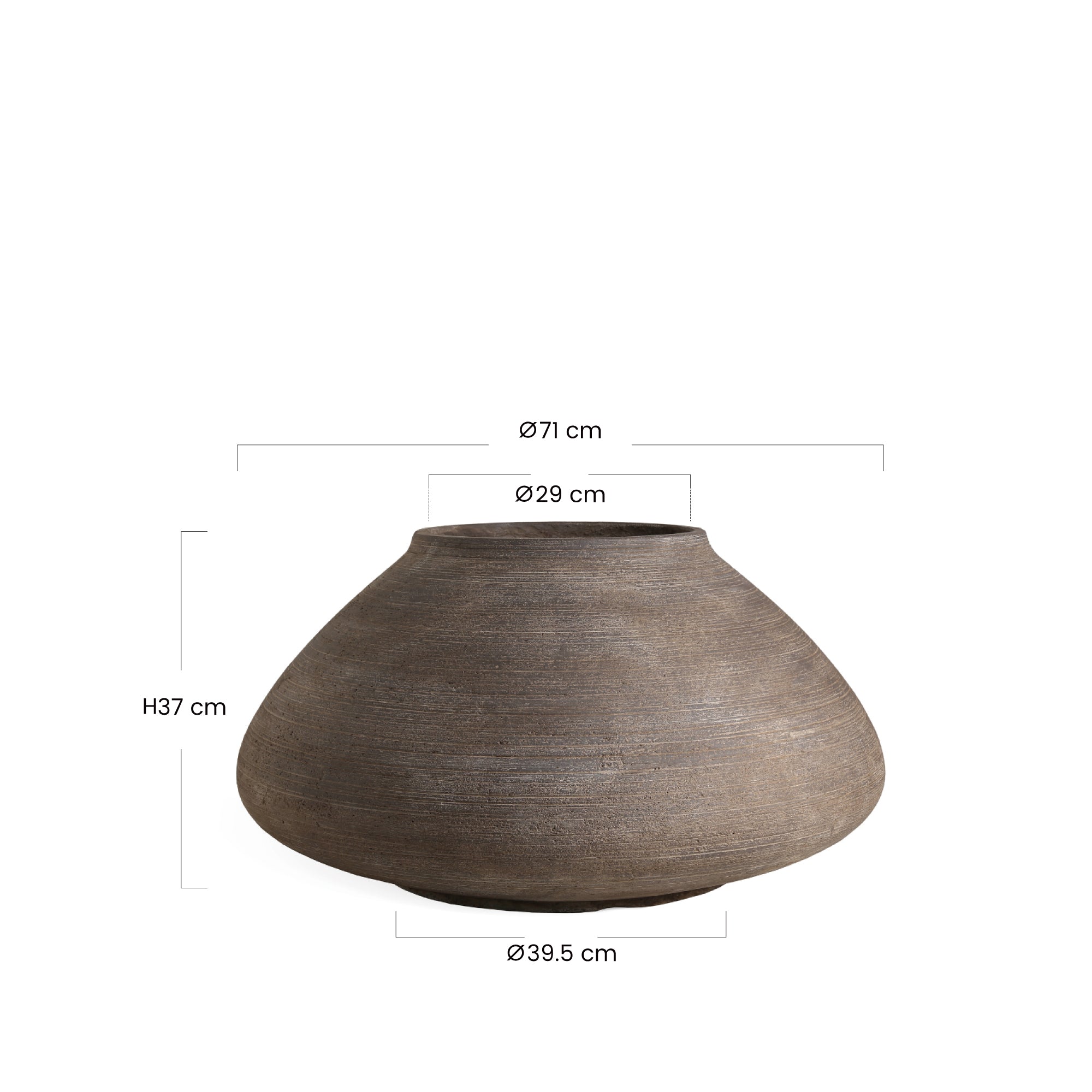 Sia Home Zen cache-pot évasé 37 cm marron foncé fibre ciment