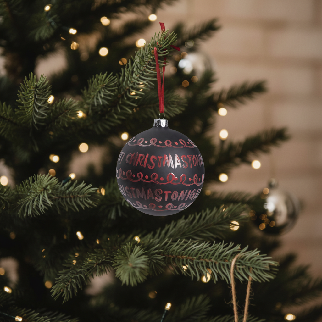 Sia Home Boule Noël Graphique Merry Christmas blanc 10 cm
