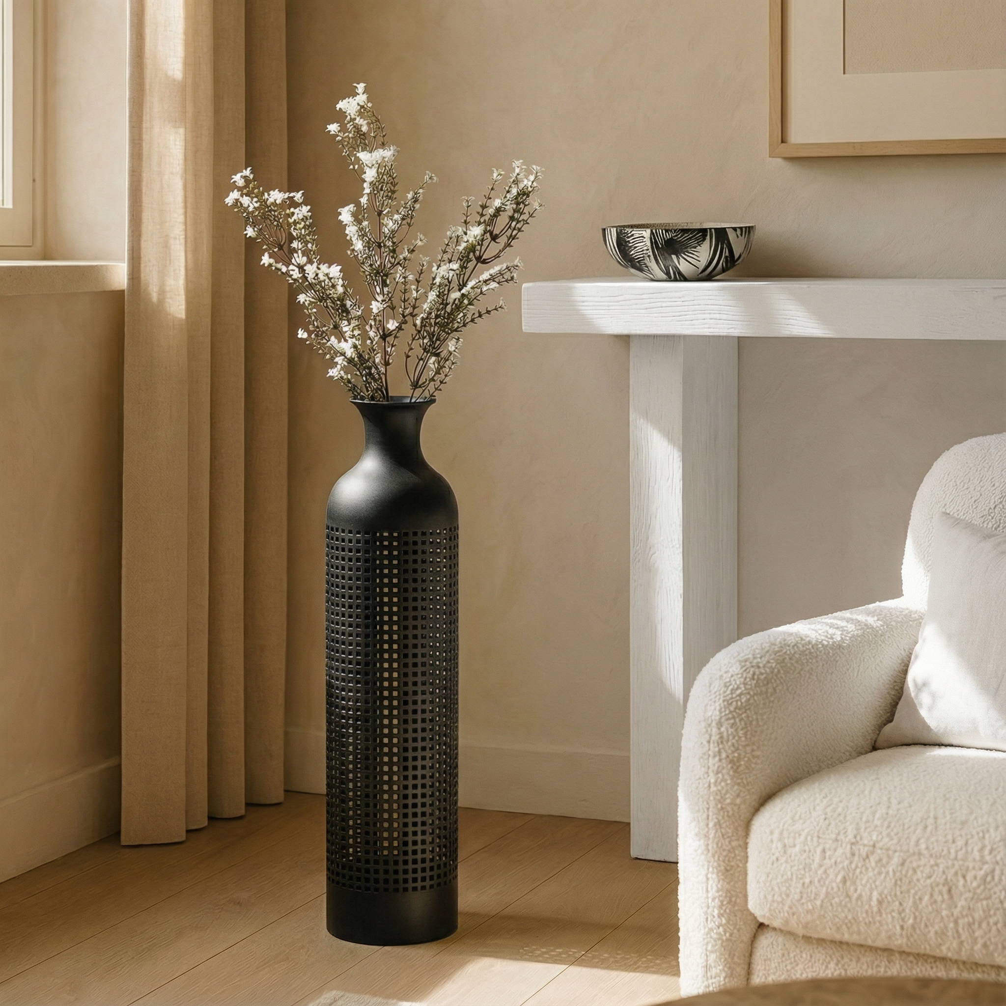 Sia Home Maze vase métal noir 61 cm ajouré