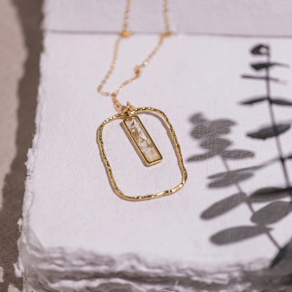 Flowrette Perline collier fleurs séchées or 24 carats fait main