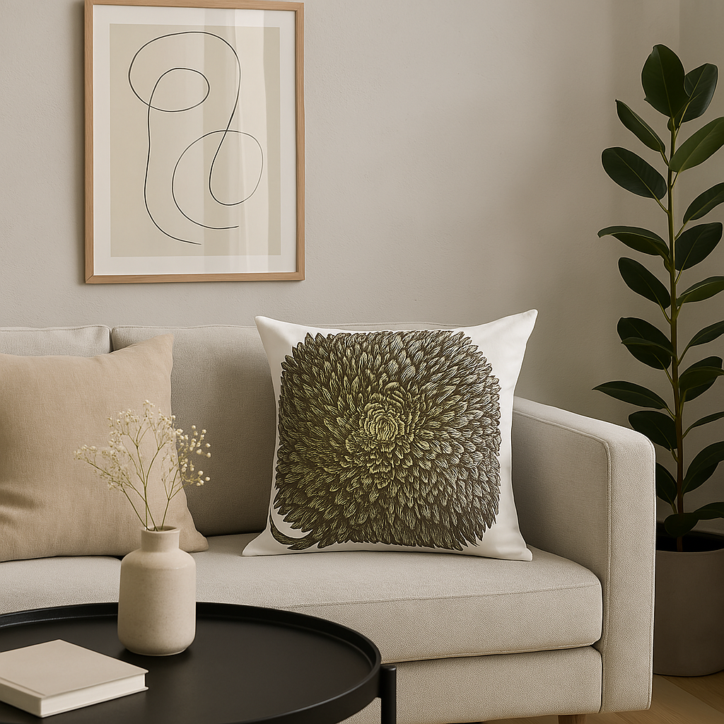 Sia Home Goldy housse de coussin coton blanc 40x40 fleur
