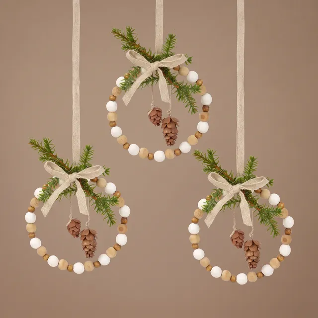 Sia Home Natura suspension Noël cercle bois 13 cm beige