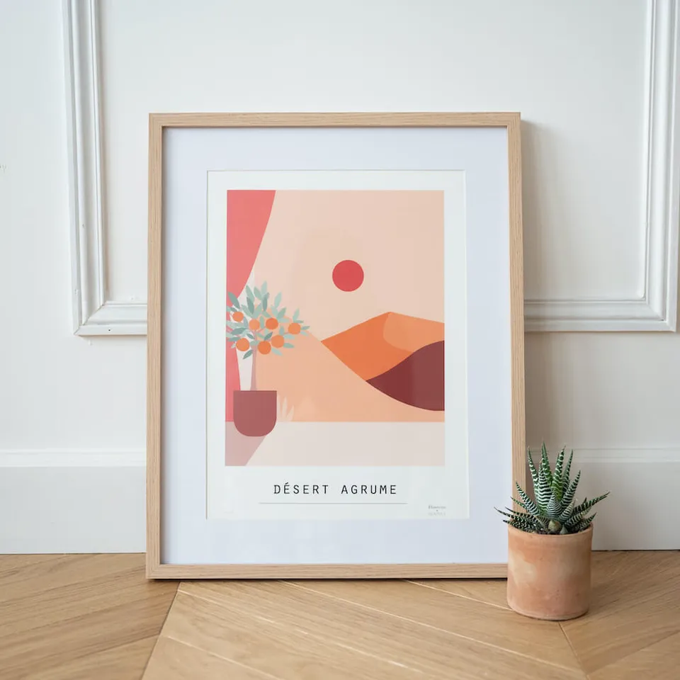 Flowrette Désert Agrume affiche dunes orangées salon
