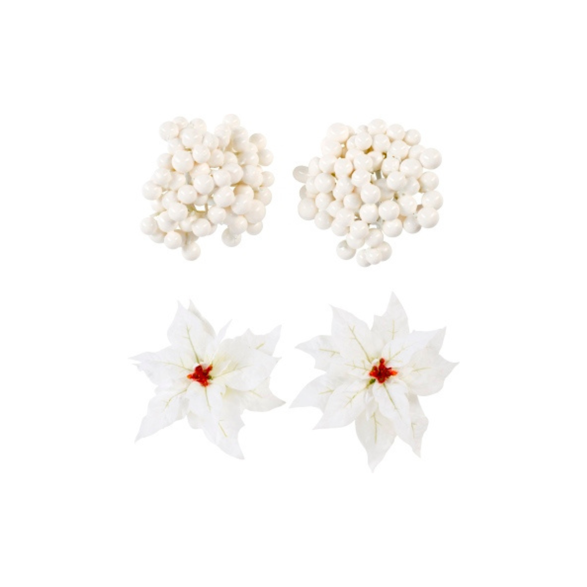 Sia Home Baies Poinsettias set 4 ornement Noël clip