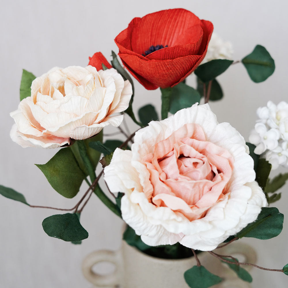 Flowrette Fleurs en papier bouquet Delaunay rose rouge