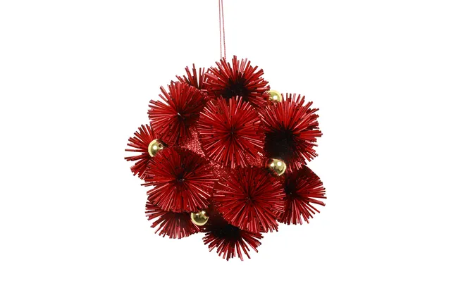 Feuillazur Rungis Contenants Sphère pom pom pola boule Noël rouge 16cm
