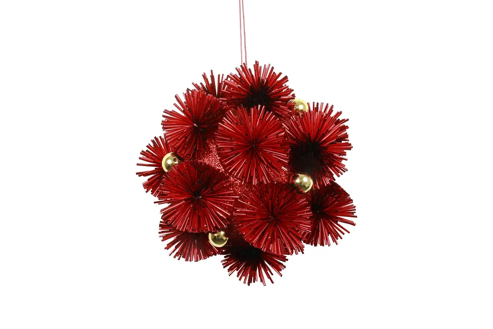 Feuillazur Rungis Contenants Sphère pom pom pola boule Noël rouge 16cm